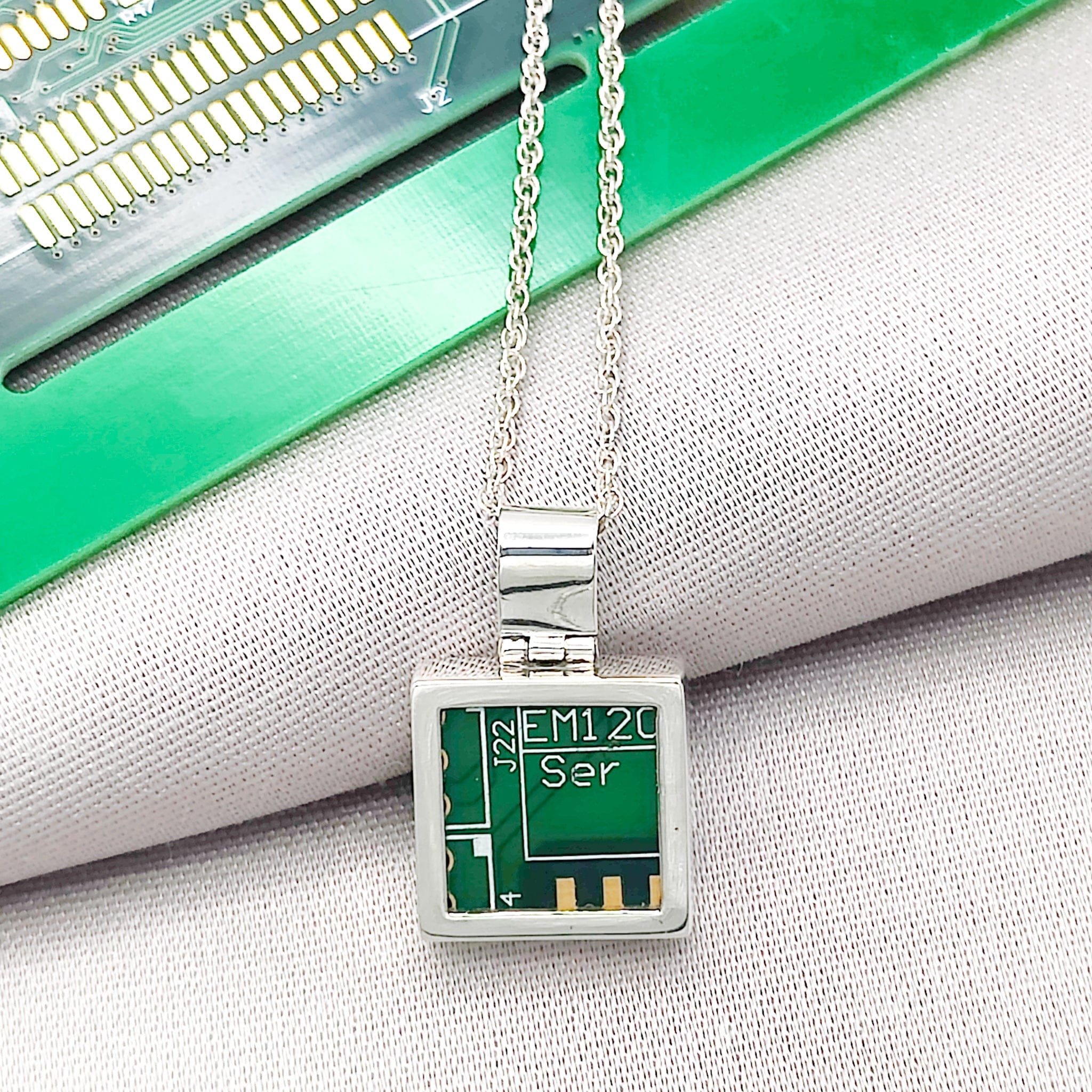 Hepburn and Hughes Computer Circuit Board Pendant | IT Gift | Sterling Silver