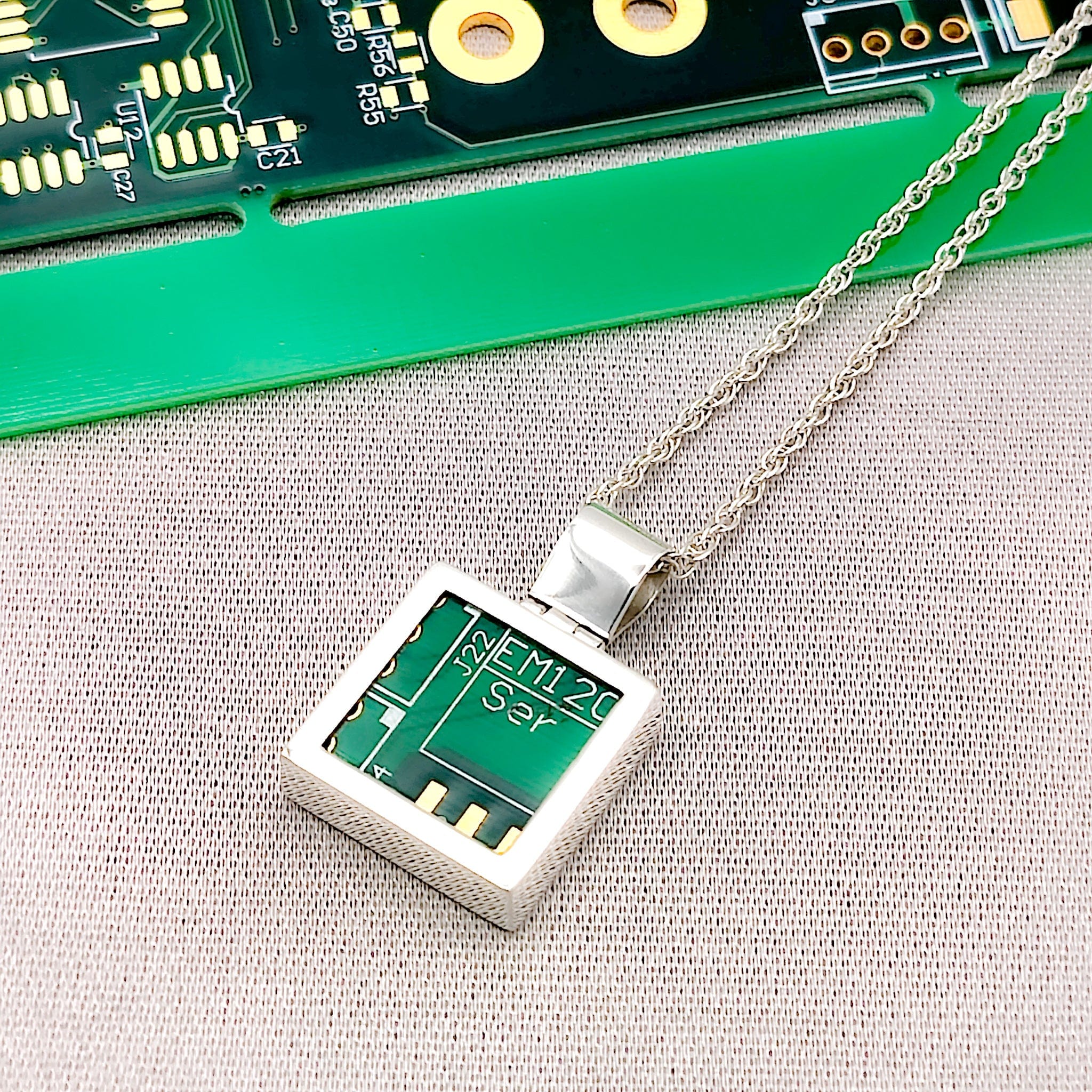 Hepburn and Hughes Computer Circuit Board Pendant | IT Gift | Sterling Silver