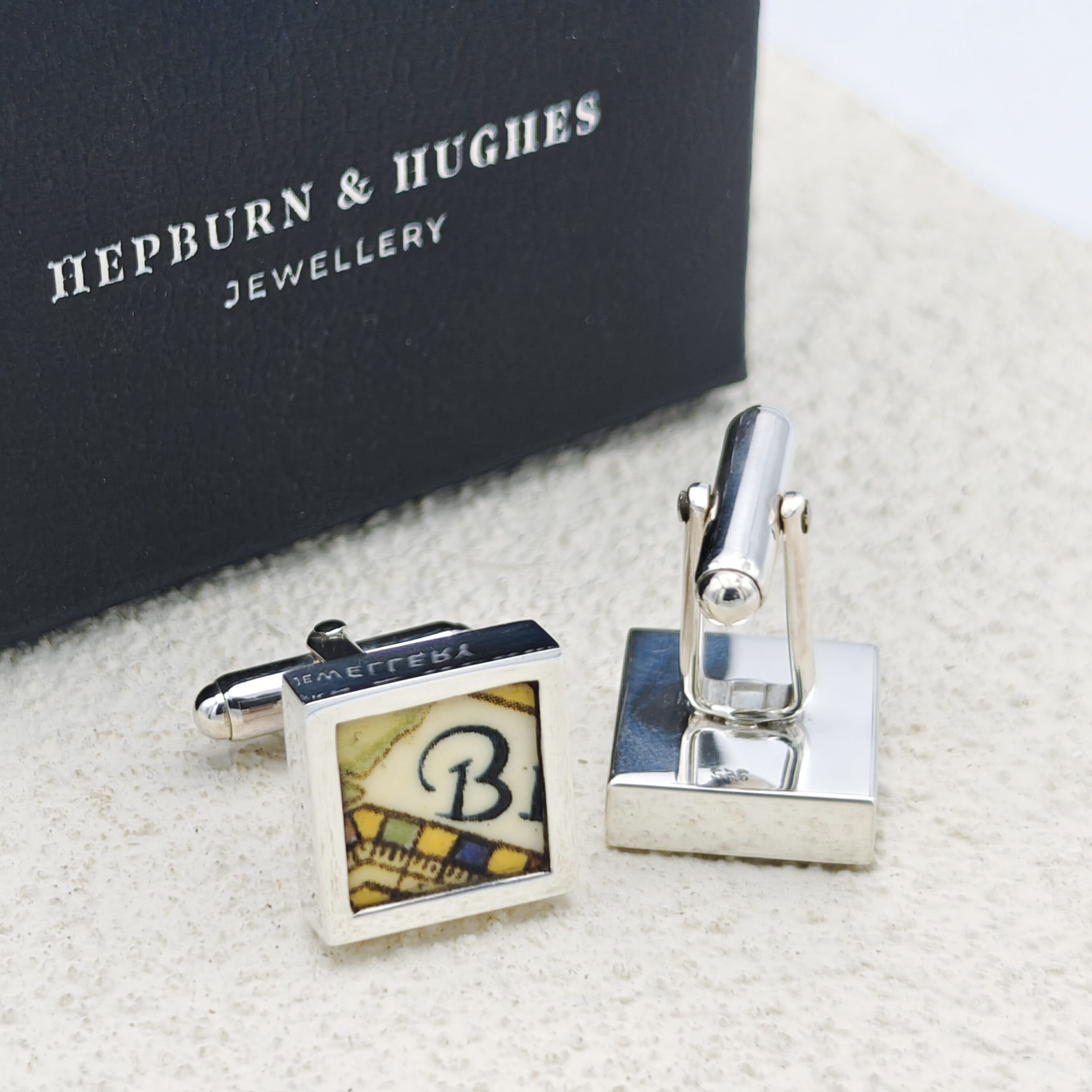 Hepburn and Hughes Concorde Commemorative Plate Cufflinks | Aviation Gift | Sterling Silver