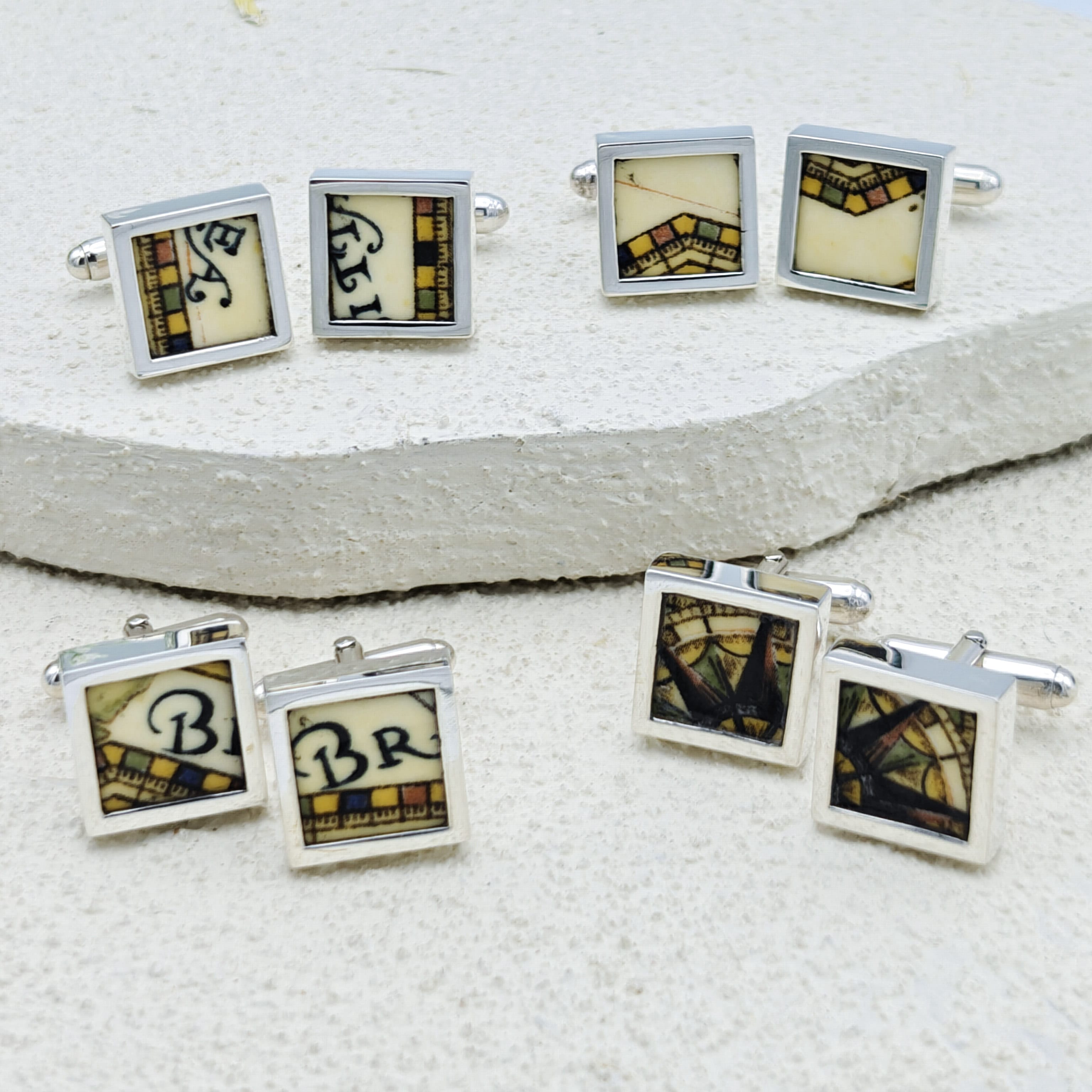 Hepburn and Hughes Concorde Commemorative Plate Cufflinks | Aviation Gift | Sterling Silver