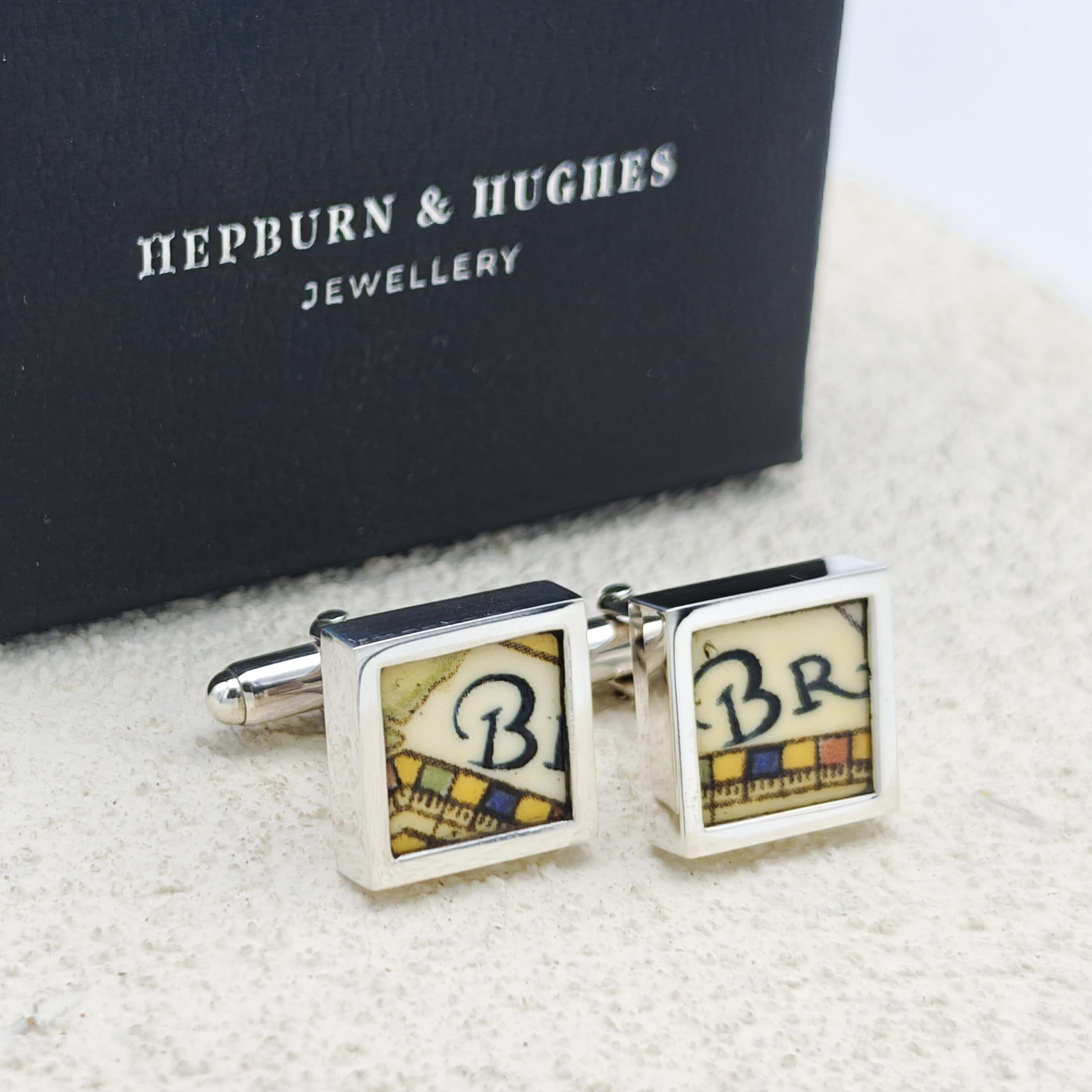 Hepburn and Hughes Concorde Commemorative Plate Cufflinks | Aviation Gift | Sterling Silver
