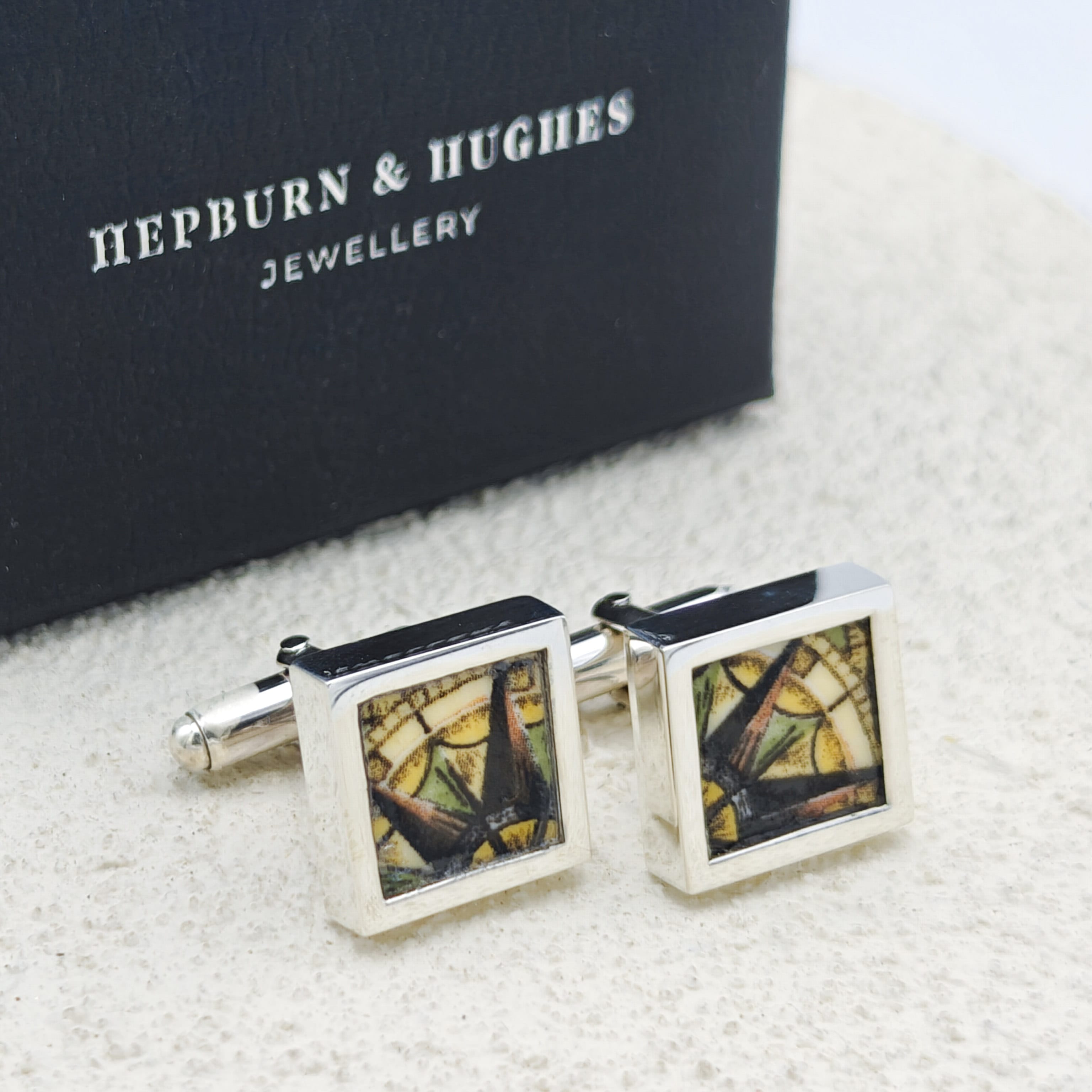 Hepburn and Hughes Concorde Commemorative Plate Cufflinks | Aviation Gift | Sterling Silver