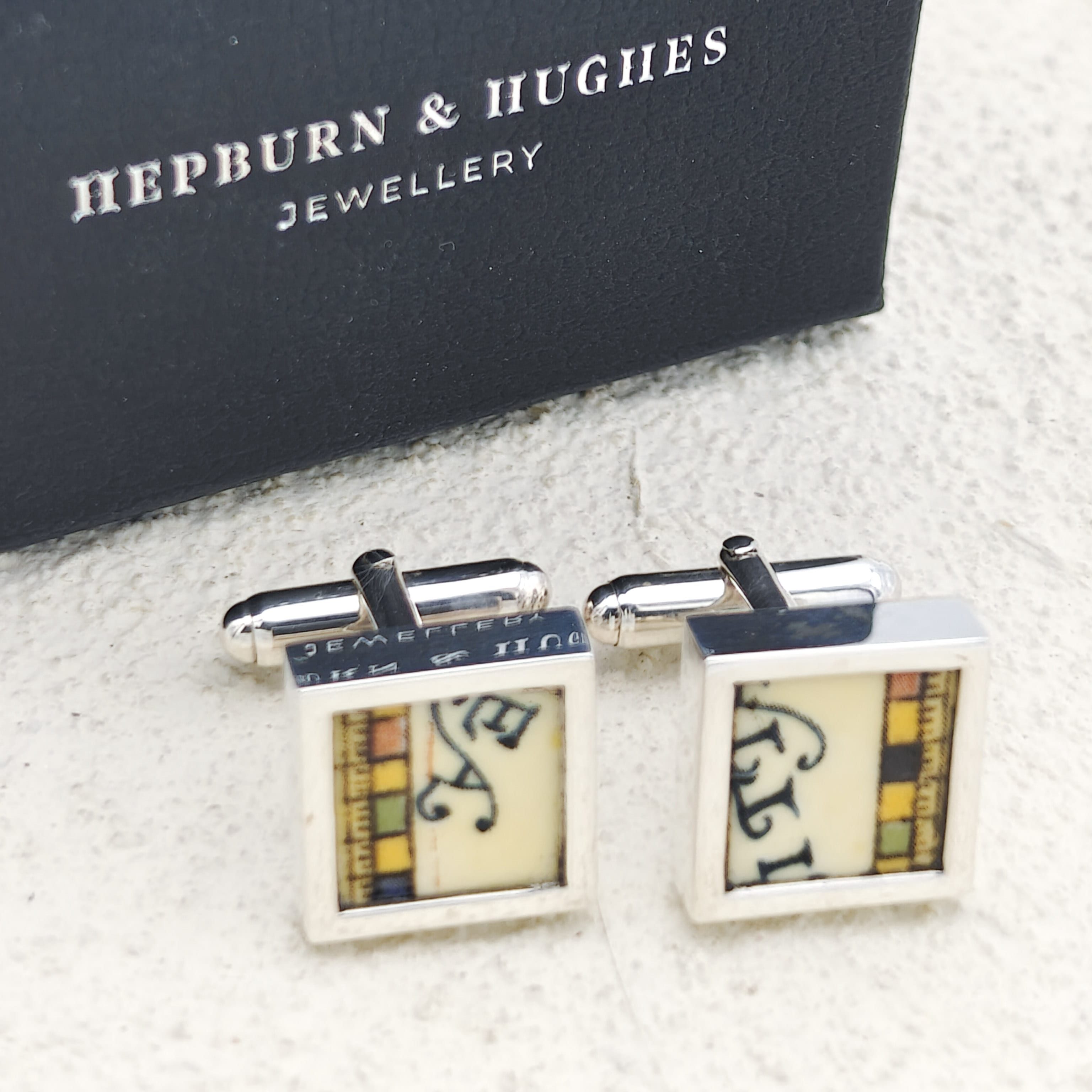Hepburn and Hughes Concorde Commemorative Plate Cufflinks | Aviation Gift | Sterling Silver