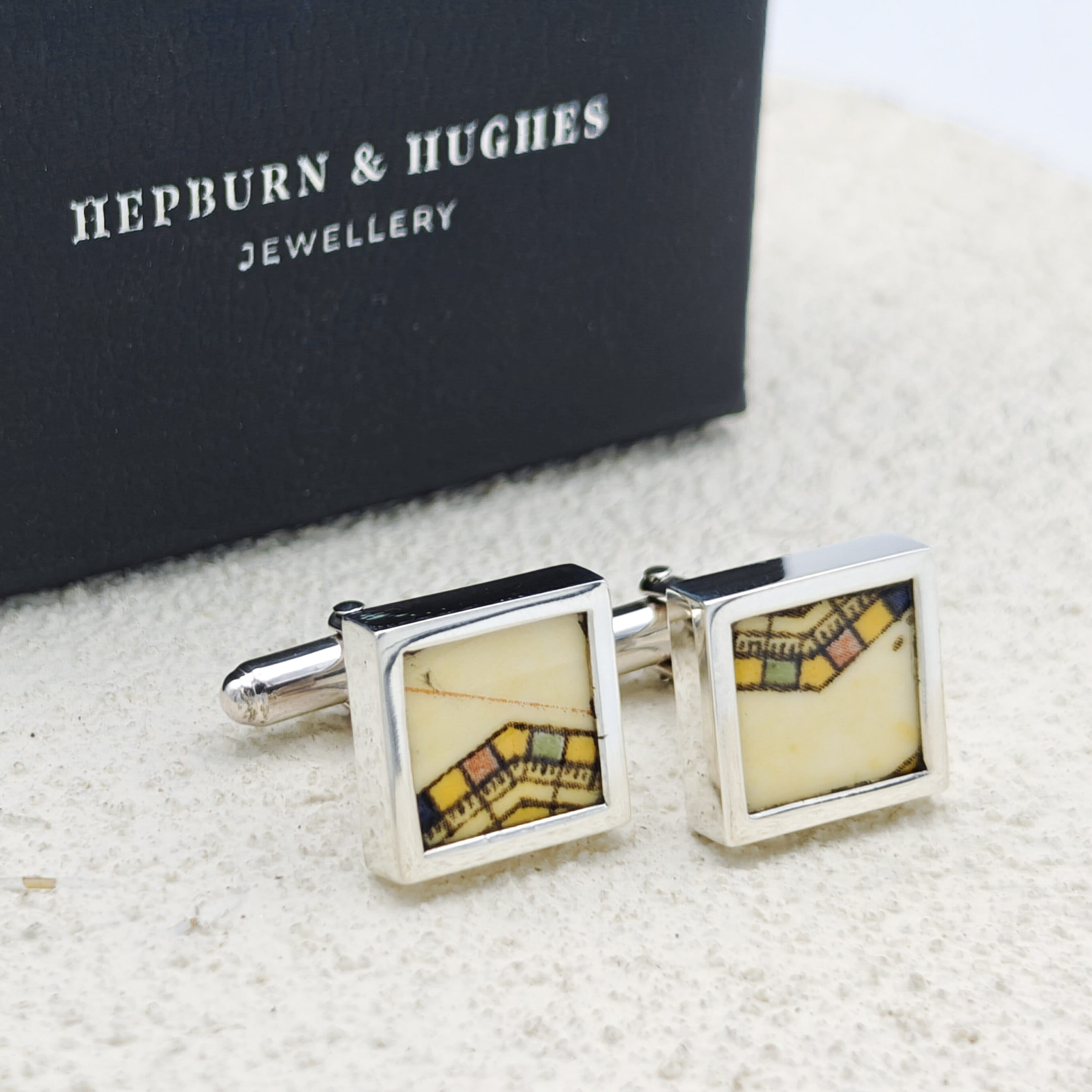 Hepburn and Hughes Concorde Commemorative Plate Cufflinks | Aviation Gift | Sterling Silver
