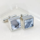 Hepburn and Hughes Dendritic Opal Cufflinks | October Birthstone | Sterling Silver