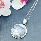 Hepburn and Hughes Dendritic Opal Pendant | 33mm Circle | October Birthstone | Sterling Silver