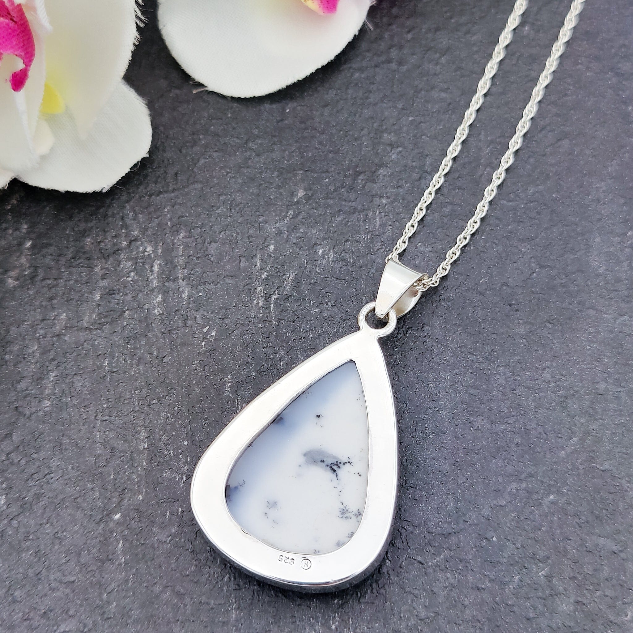 Unique 925 Sterling Dendrite Opal popular Necklace