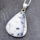 Hepburn and Hughes Dendritic Opal Pendant | 40mm Teardrop | October Birthday | Sterling Silver