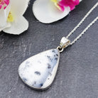 Hepburn and Hughes Dendritic Opal Pendant | 40mm Teardrop | October Birthday | Sterling Silver