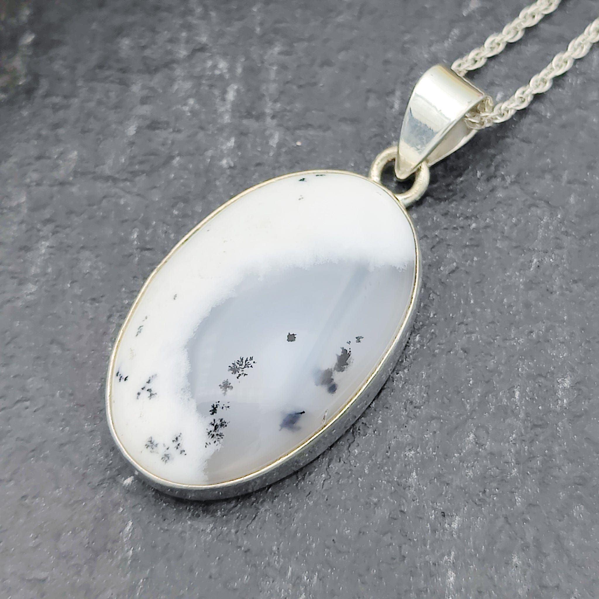 Hepburn and Hughes Dendritic Opal Pendant | Oval | Sterling Silver