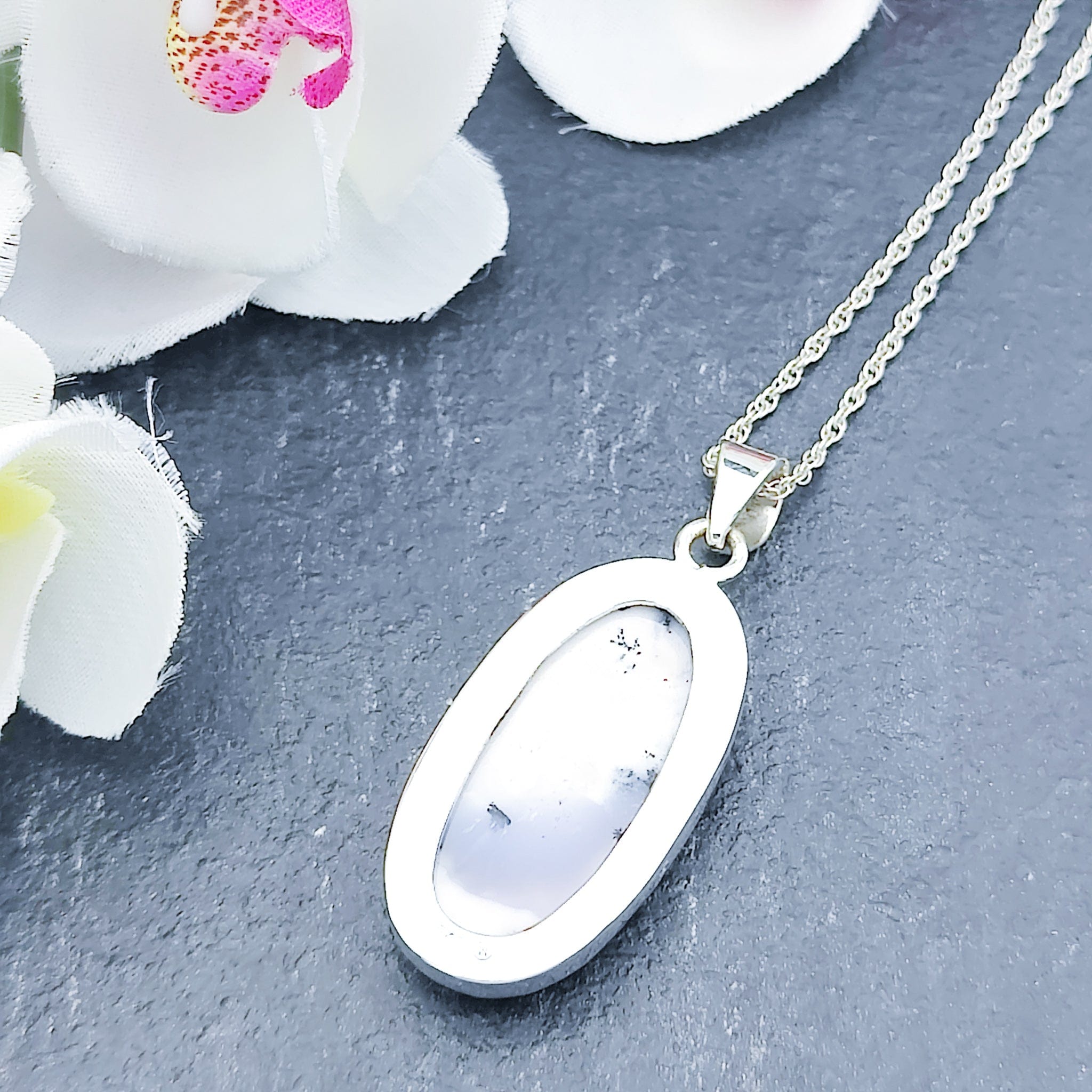 Hepburn and Hughes Dendritic Opal Pendant | Oval | Sterling Silver