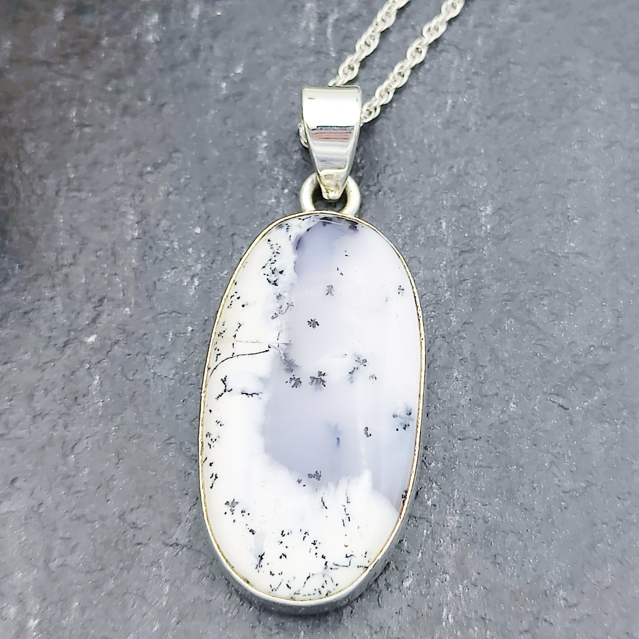 Hepburn and Hughes Dendritic Opal Pendant | Oval | Sterling Silver