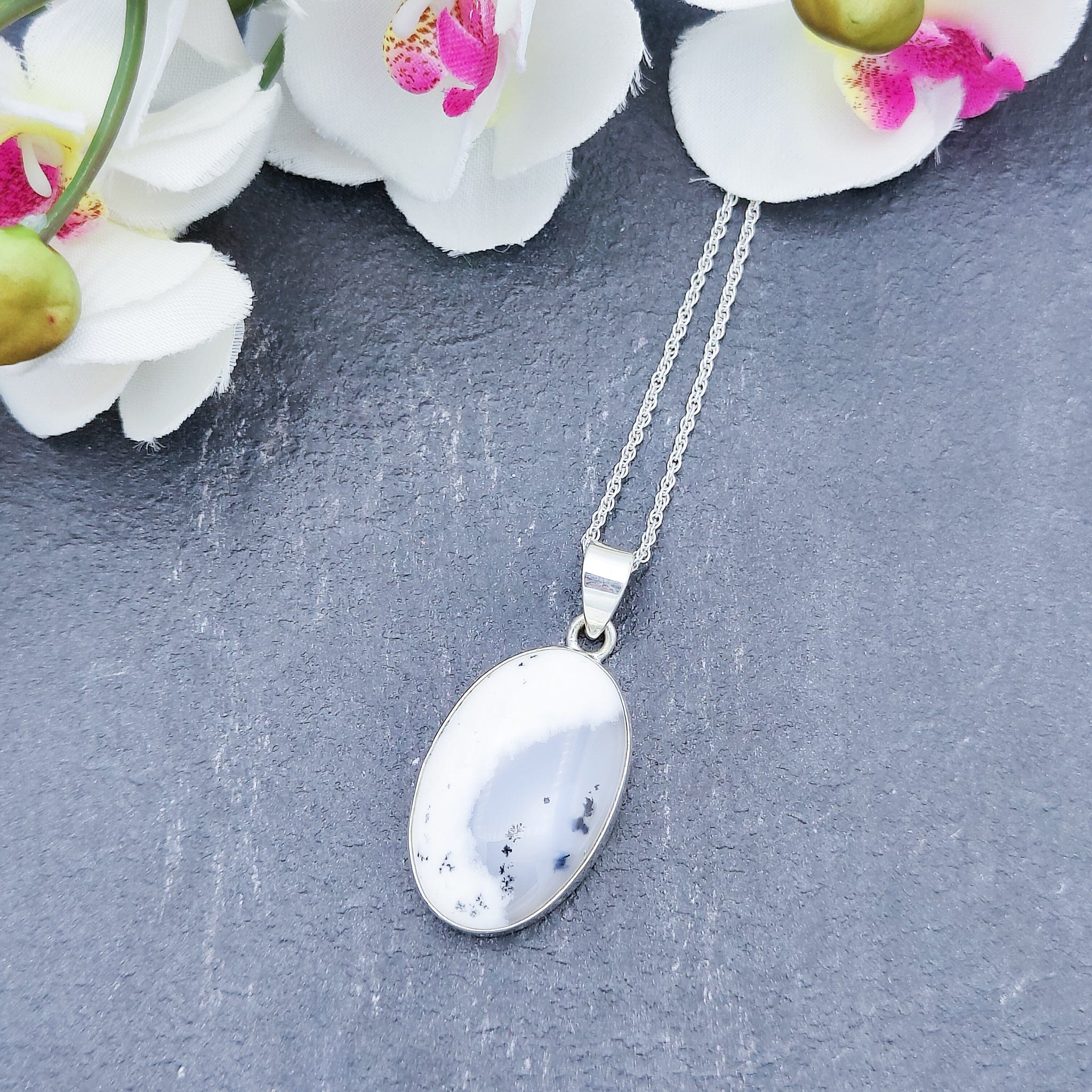 Hepburn and Hughes Dendritic Opal Pendant | Oval | Sterling Silver