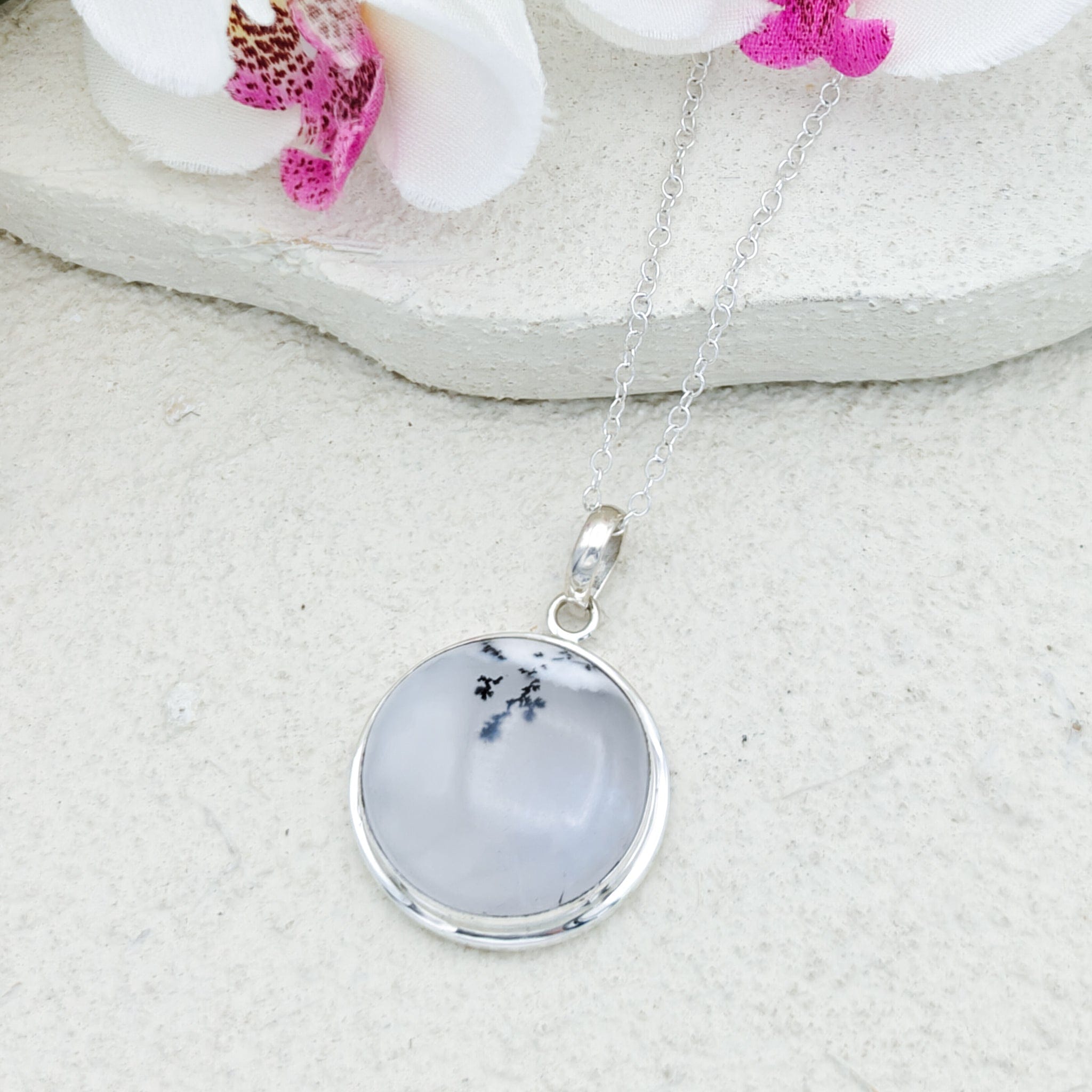 Hepburn and Hughes Dendritic Opal Sterling Silver Pendant | Alternative April Birthstone | Gemstone Gift