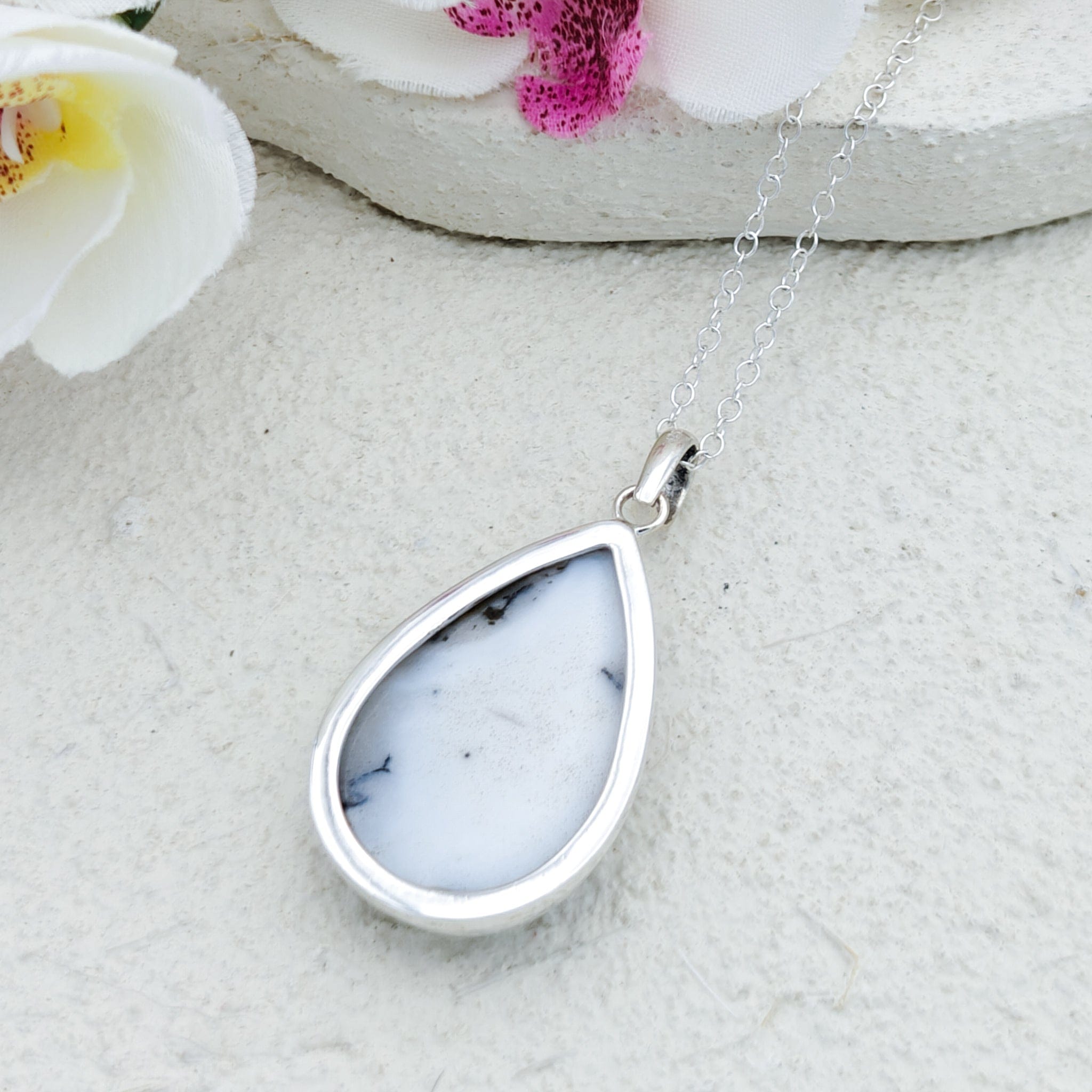 Hepburn and Hughes Dendritic Opal Sterling Silver Pendant | Alternative April Birthstone | Gemstone Gift
