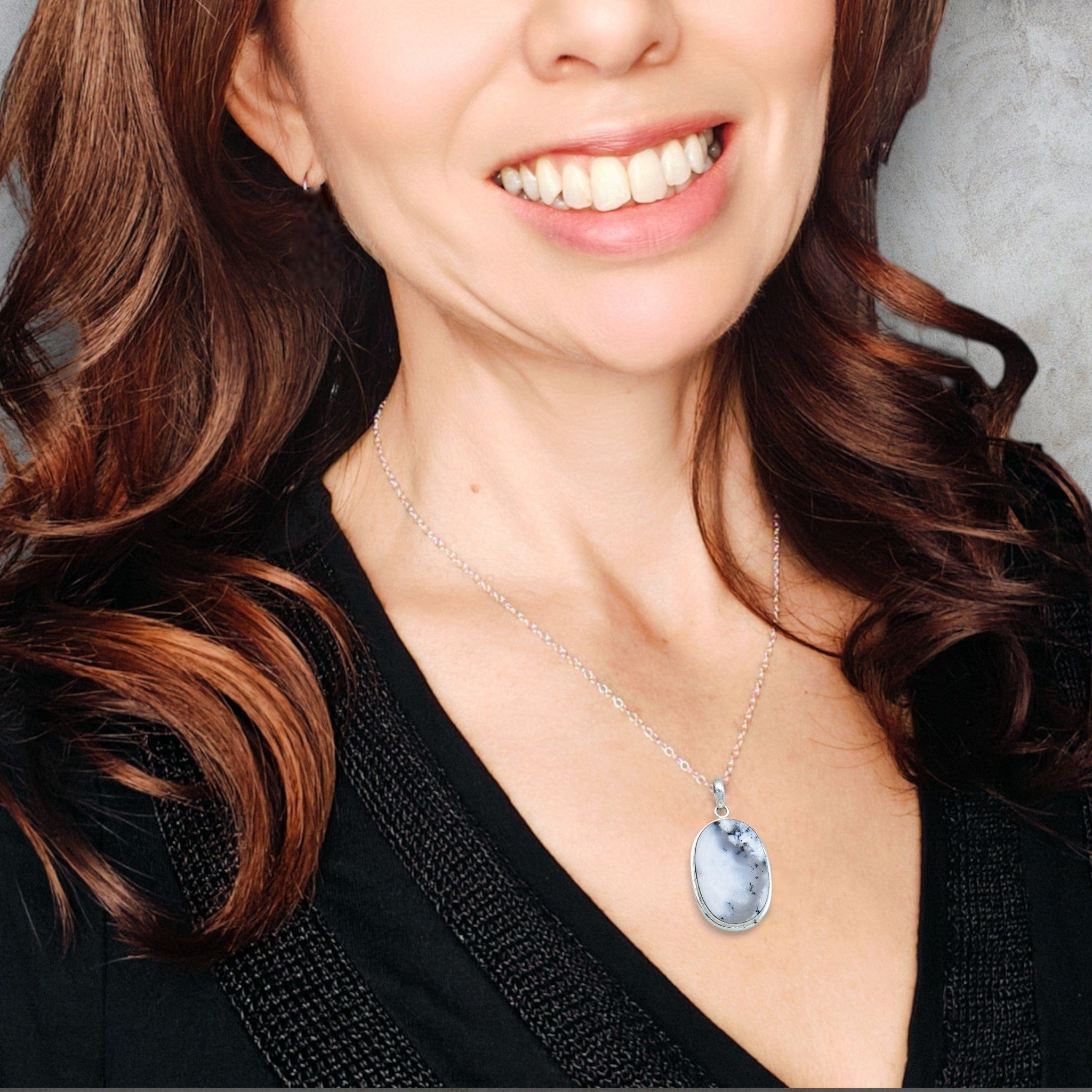 Hepburn and Hughes Dendritic Opal Sterling Silver Pendant | Alternative April Birthstone | Gemstone Gift