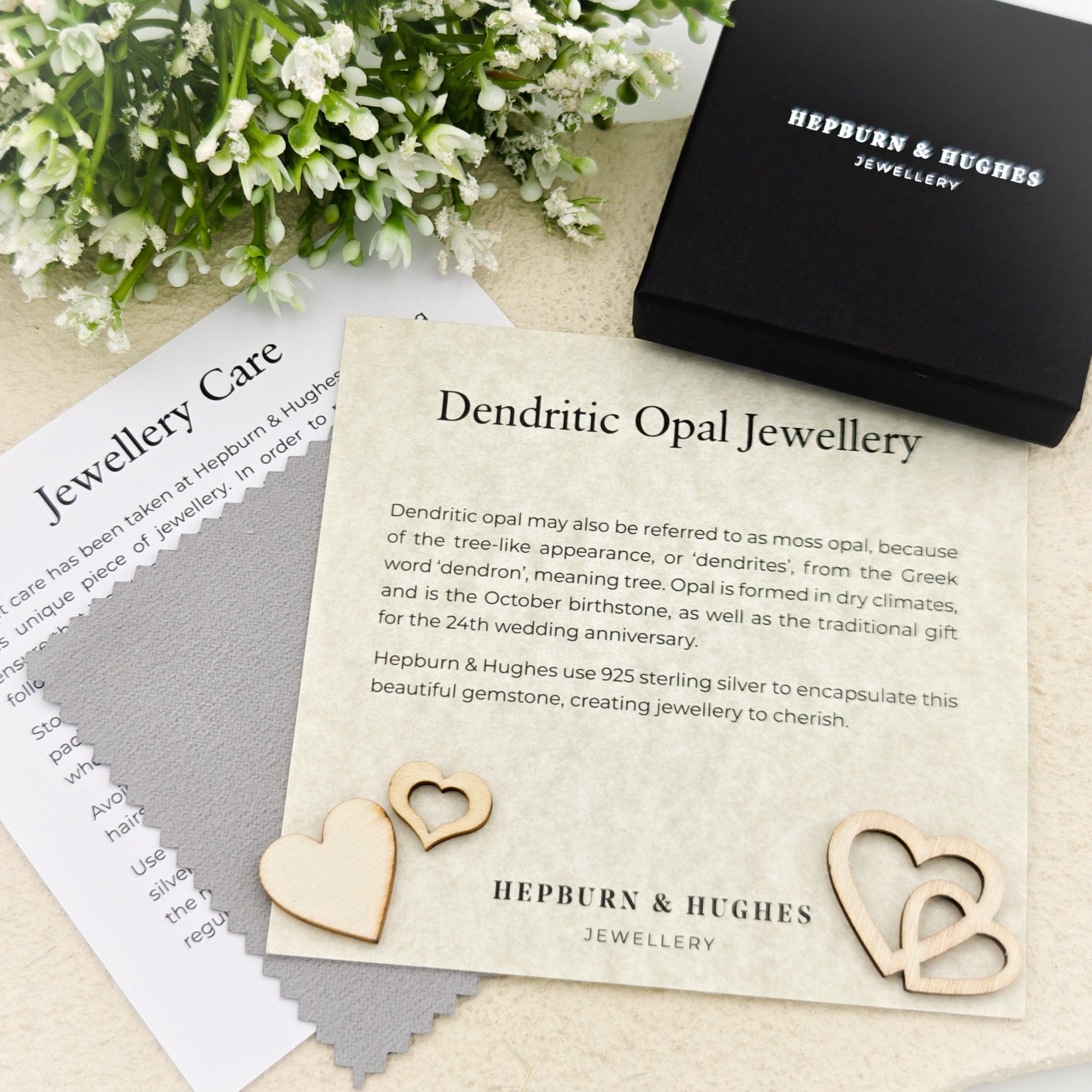 Hepburn and Hughes Dendritic Opal Sterling Silver Pendant | Alternative April Birthstone | Gemstone Gift