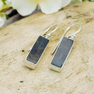 Hepburn and Hughes Dinosaur Bone Earrings | Fossilised Iguanodon | 20mm rectangle | Sterling Silver