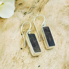 Hepburn and Hughes Dinosaur Bone Earrings | Fossilised Iguanodon | 20mm rectangle | Sterling Silver