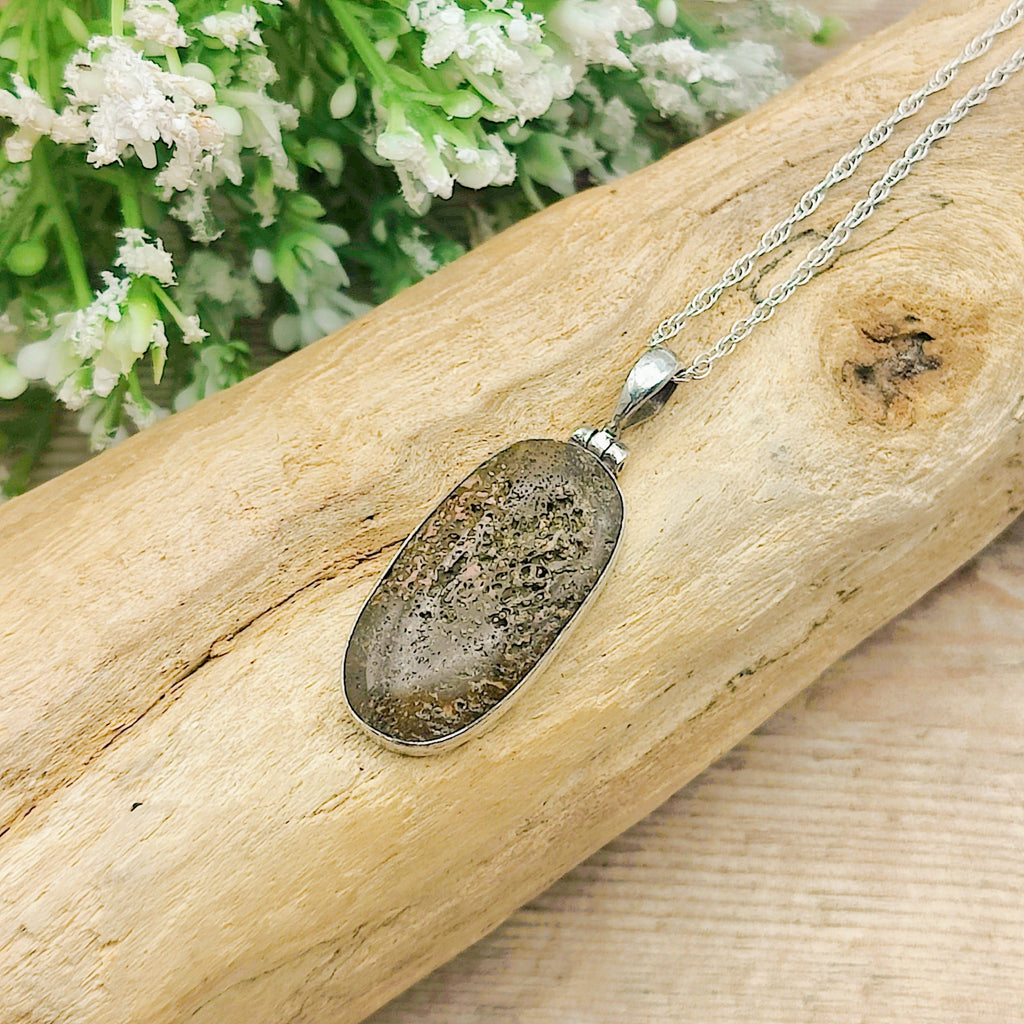 Hepburn and Hughes Dinosaur Egg Shell Pendant | Fossil Necklace | Oval |Sterling Silver