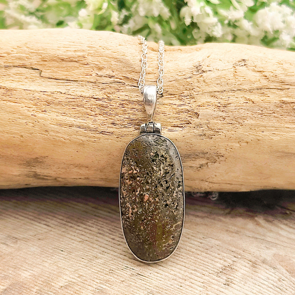 Hepburn and Hughes Dinosaur Egg Shell Pendant | Fossil Necklace | Oval |Sterling Silver
