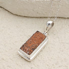 Hepburn and Hughes Dinosaur Egg Shell Pendant | Fossil Necklace | Rectangle | Sterling Silver