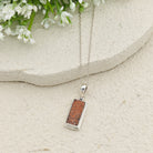 Hepburn and Hughes Dinosaur Egg Shell Pendant | Fossil Necklace | Rectangle | Sterling Silver