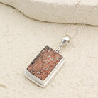 Hepburn and Hughes Dinosaur Egg Shell Pendant | Fossil Necklace | Rectangle | Sterling Silver