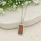 Hepburn and Hughes Dinosaur Egg Shell Pendant | Fossil Necklace | Rectangle | Sterling Silver