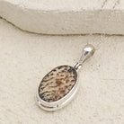 Hepburn and Hughes Dinosaur Egg Shell Pendant | Oval Fossil Necklace |Sterling Silver