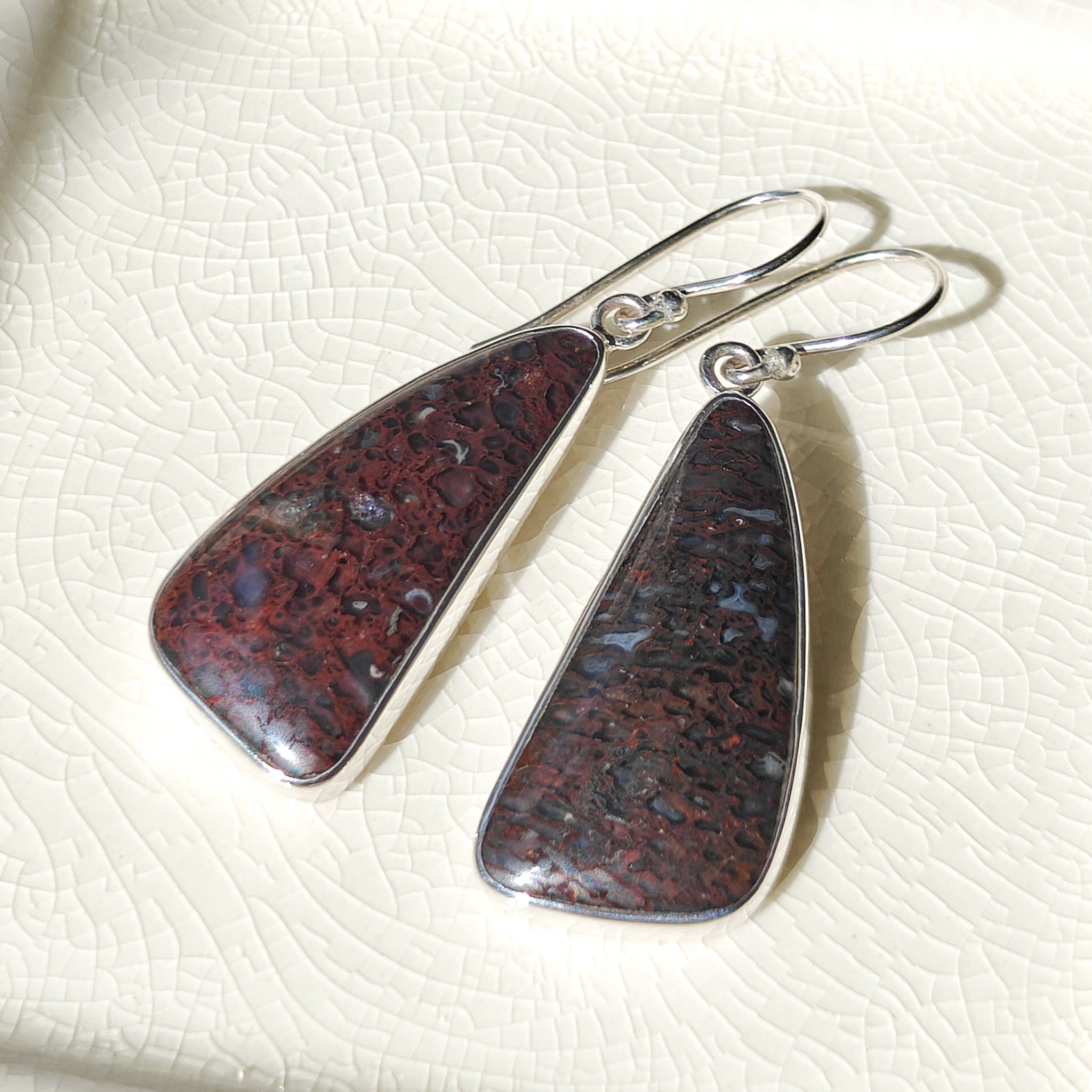 Hepburn and Hughes Dinosaur Fossil Earrings | Brontosaurus | 33mm abstract | Sterling Silver