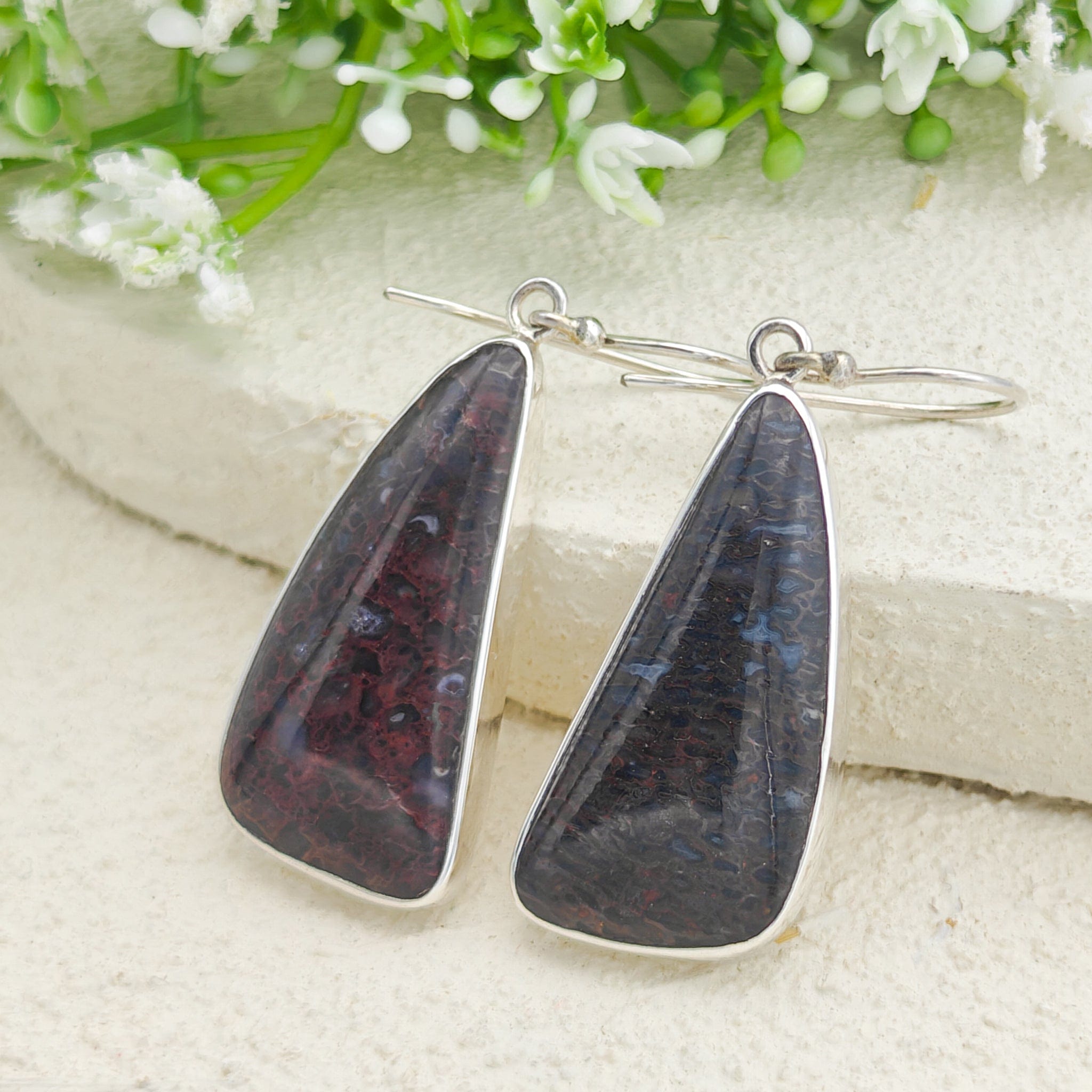 Hepburn and Hughes Dinosaur Fossil Earrings | Brontosaurus | 33mm abstract | Sterling Silver
