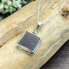 Hepburn and Hughes Dinosaur Fossil Pendant | Fossilised Iguanodon Bone | Square | Sterling Silver