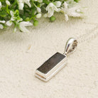 Hepburn and Hughes Dinosaur Fossil Pendant | Fossilised Iguanodon Jewellery| Rectangular | Sterling Silver
