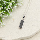 Hepburn and Hughes Dinosaur Fossil Pendant | Fossilised Iguanodon Jewellery| Rectangular | Sterling Silver