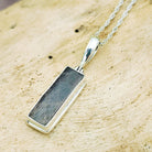 Hepburn and Hughes Dinosaur Fossil Pendant | Fossilised Iguanodon Jewellery| Rectangular | Sterling Silver