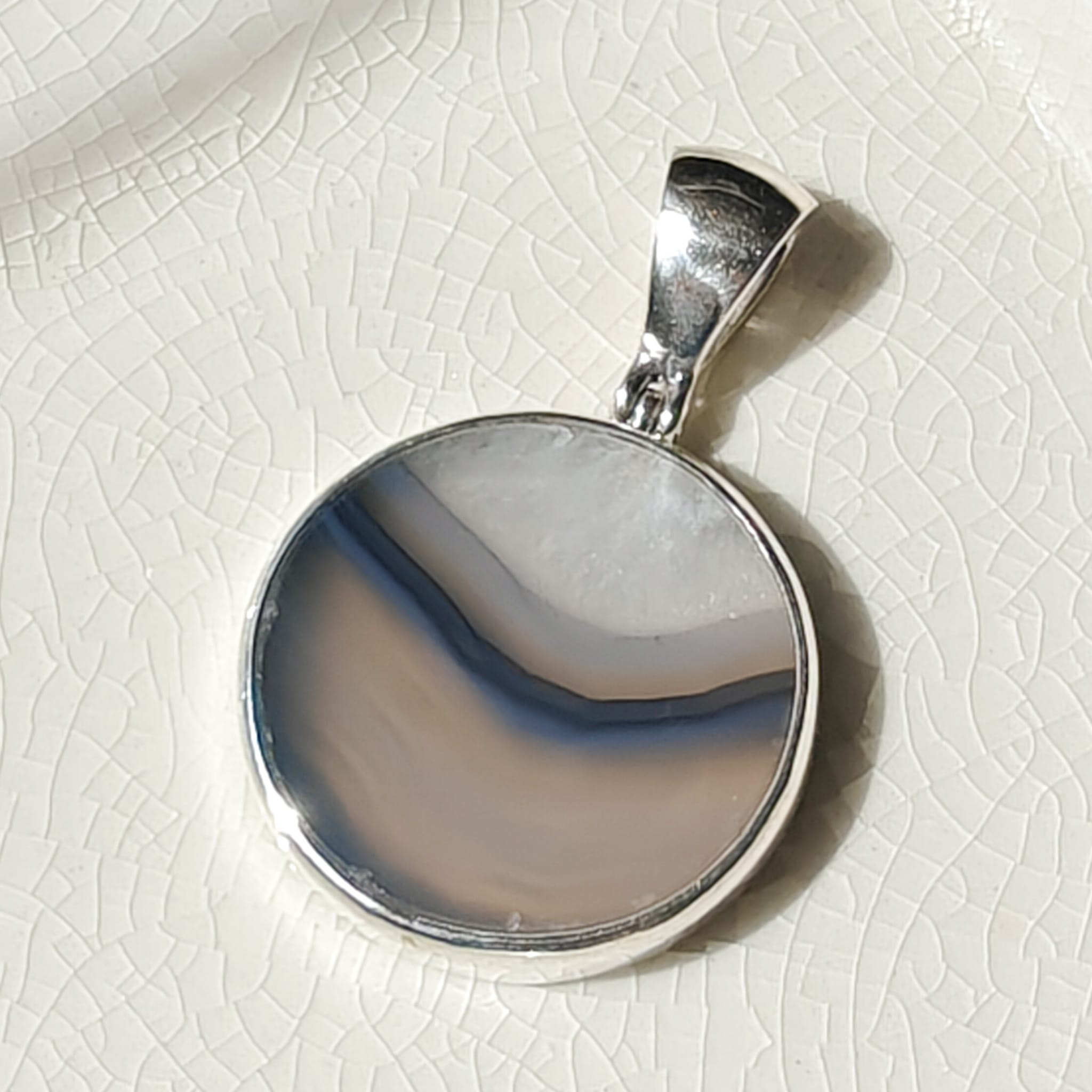Hepburn and Hughes Earth Tones Agate Pendant in Sterling Silver | May birthstone and Gemini Gift