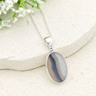 Hepburn and Hughes Earth Tones Agate Pendant in Sterling Silver | May birthstone and Gemini Gift