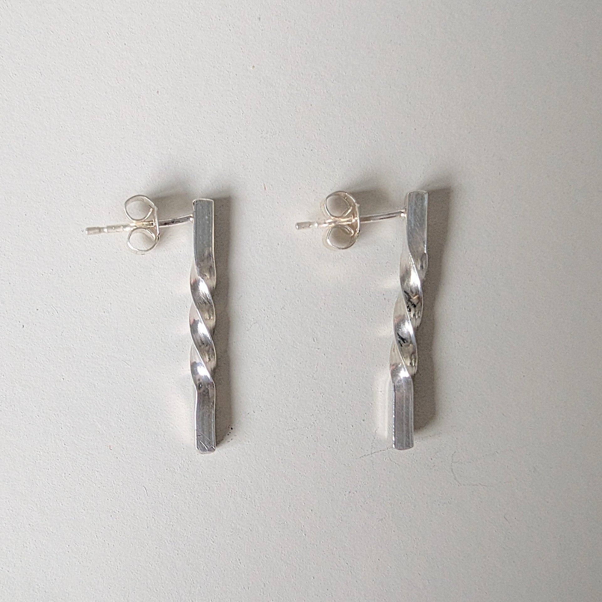 Dezanne Design Eco Silver Bar Twist Earrings