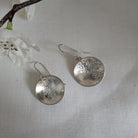 Dezanne Design Eco Silver Hammered Dome Earrings | 18 mm Circle | Dangle and Drop Earrings | Recycled Sterling Silver