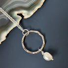 Dezanne Design Eco Silver Handmade Wave Circle Pendant Pearl Drop