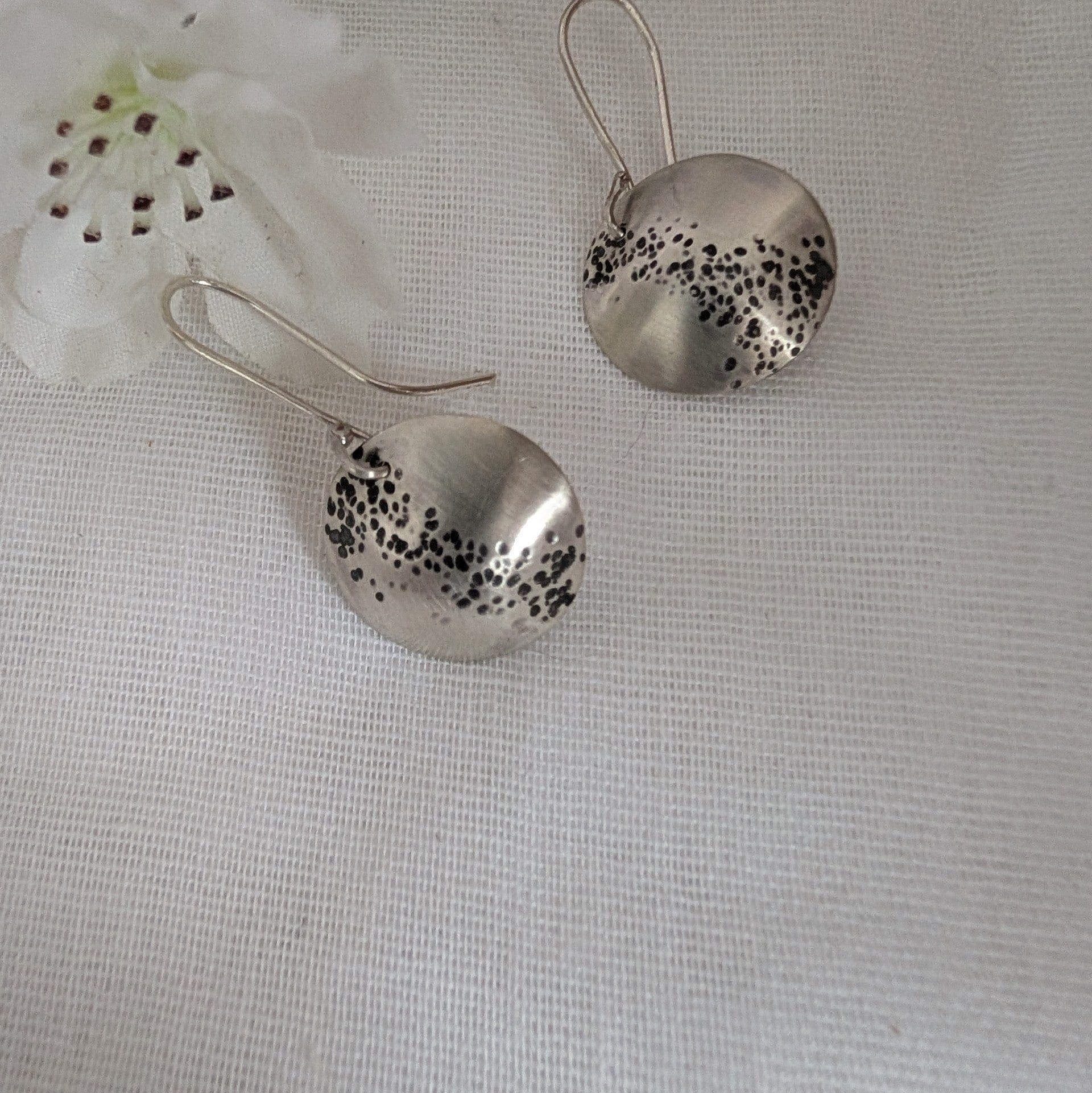 Dezanne Design Eco Silver Oxidised Dome Earrings | 18 mm Circle | Dangle and Drop Earrings | Recycled Sterling Silver (Copy)