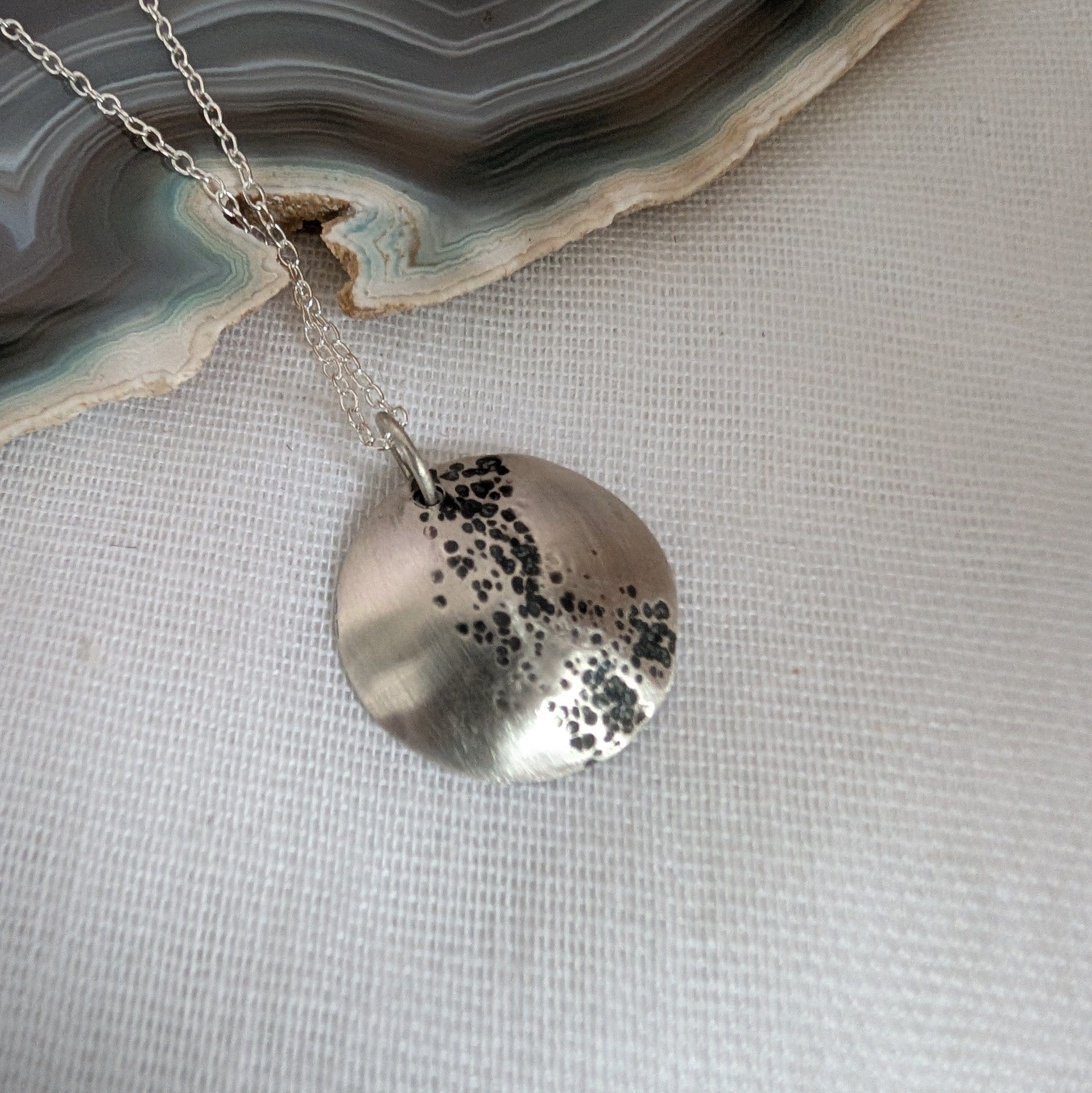 Dezanne Design Eco Silver Oxidised Hammered Dome Pendant | 18 mm Circle | Necklace | Recycled Sterling Silver (Copy) (Copy)