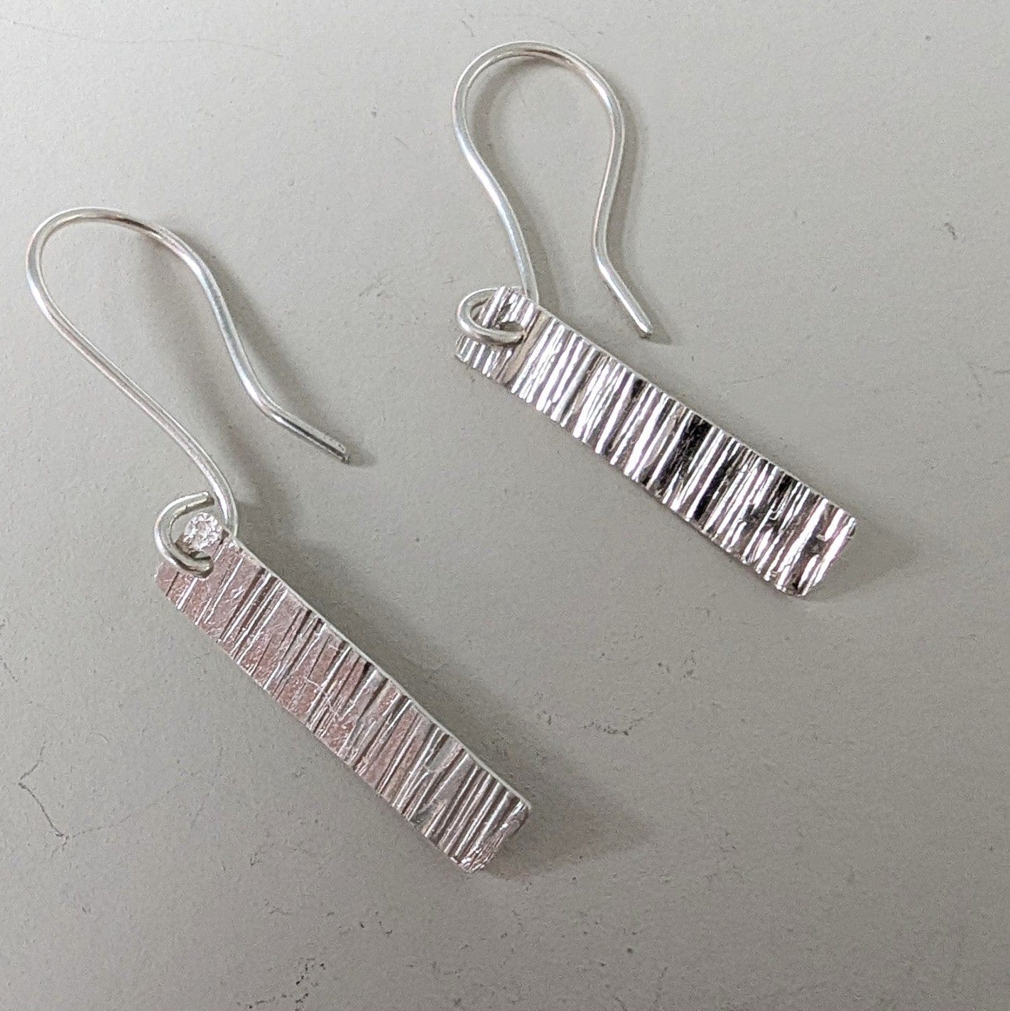 Dezanne Design Eco Silver Textured Bar Earrings