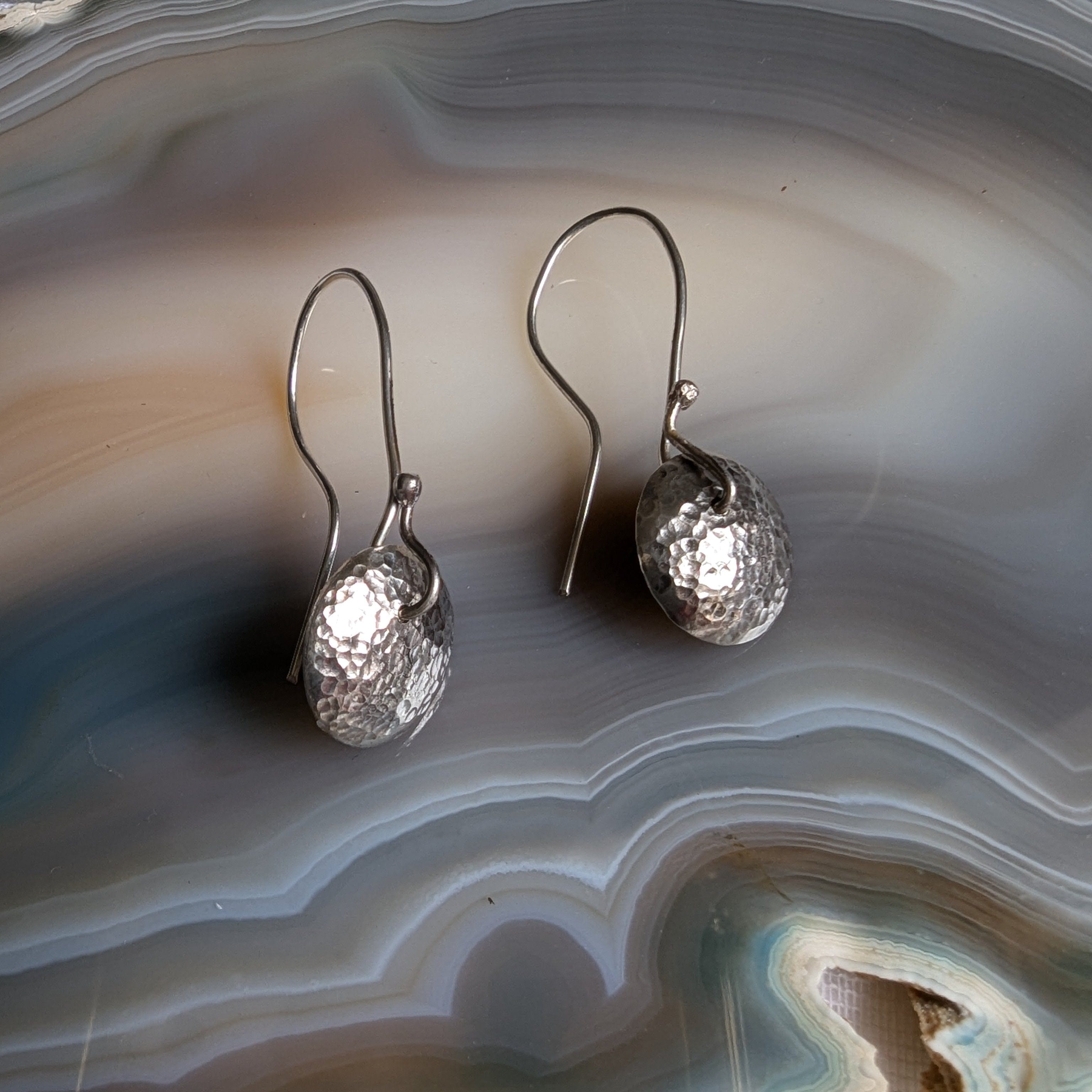 Dezanne Design Eco Silver Textured Dome Earrings