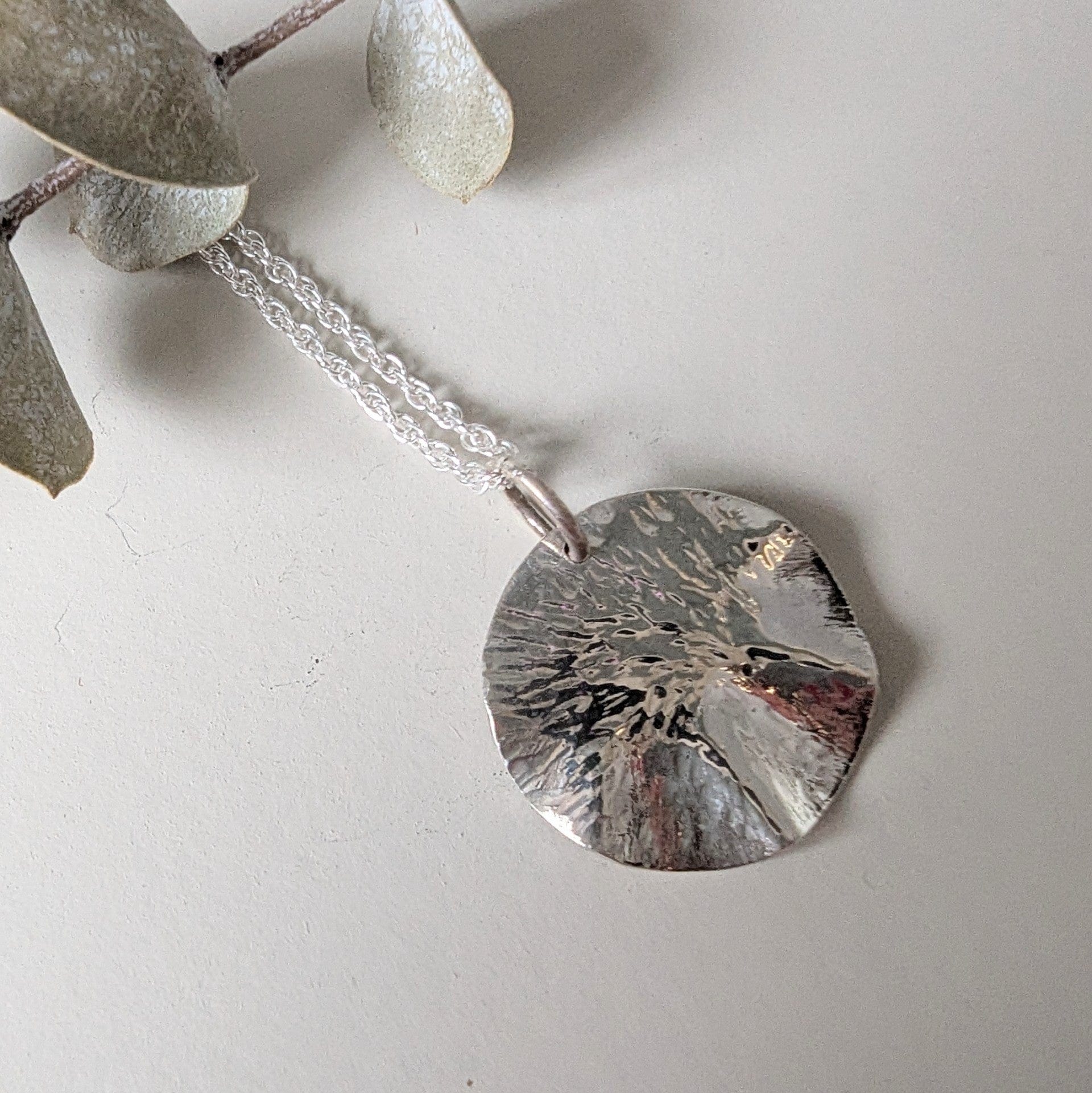 Dezanne Design Eco Silver Textured Round Pendant