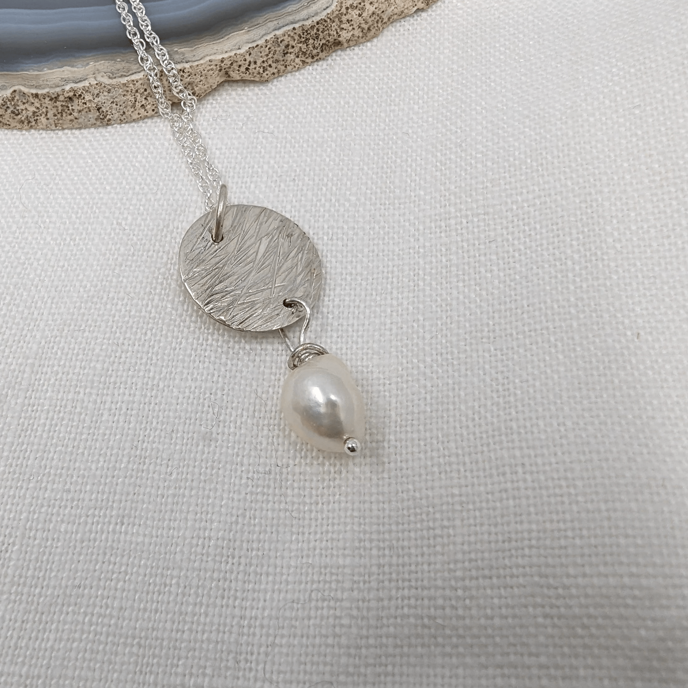 Dezanne Design Ecosilver Handmade Textured Pendant with Pearl Drop