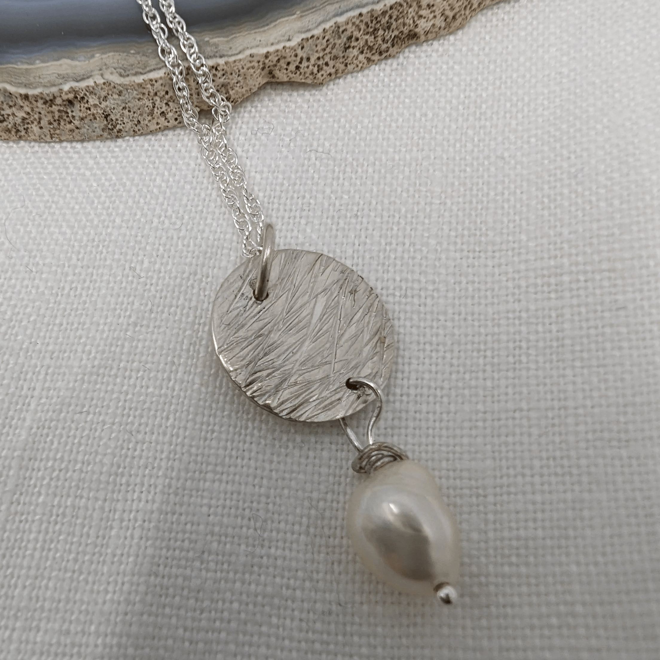 Dezanne Design Ecosilver Handmade Textured Pendant with Pearl Drop