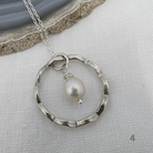 Dezanne Design Ecosilver Handmade Wave Circle Pendant Pearl Drop