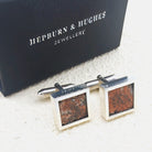 Hepburn and Hughes Fossilised Dinosaur Egg Cufflinks | Jurassic Gift | Sterling Silver